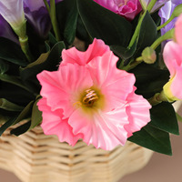 Bunga Eustoma Sutra Buatan, Tangkai Tunggal, Tiga Bunga, Gaya Eustoma, Standar, Tekstur Embos, Hari Valentine