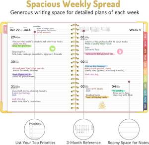 Ежедневник-планер на 2026 год с индивидуальным логотипом, спиральный переплет, твердая обложка, недельный и ежемесячный, в линейку, для колледжа, с возможностью индивидуальной печати - Product Image 3