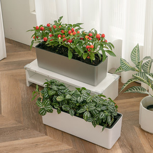 Jardinières et pots rectangulaires auto-arrosants en résine pour balcon, jardinière suspendue pour fenêtre, jardinière de balustrade - Product Image 5