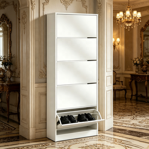 2026 Hot Selling Modern Large-Capacity Wood Mirror Shoes <strong>Cabinet</strong> 5 Drawers Tall <strong>Slim</strong> Entryway Shoe Storage Living Room in Stock - Product Image 2