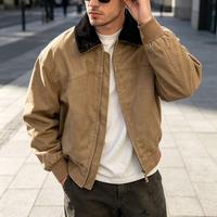 Veste bomber homme à col rabattable et fermeture éclair intégrale, haute qualité, col montant, manches longues