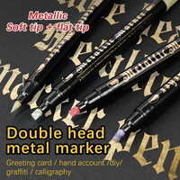 Marqueur d'art GuangNa, lot de 12/24/36 couleurs, double tête, métallique, effaçable, pointe ronde, pinceau de 2 mm, bricolage, peinture, pinceau