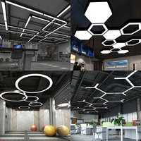 Lustre de bureau LED hexagonal créatif, luminaire suspendu LED de forme spéciale pour gymnase, café internet