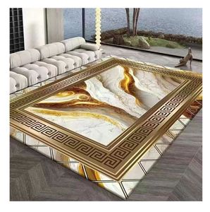 Karpet beludru kristal berlian, karpet cetakan emas desain Modern ukuran besar untuk ruang tamu - Product Image 1