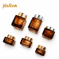 Vente en gros de pots à crème carrés transparents personnalisés de 15g, 20g, 30g, 50g, 70g, 100g, pot à crème pour les yeux en verre de haute qualité résistant à la corrosion