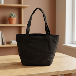 Sacs fourre-tout noirs en toile, sacs d'épicerie à bas prix, sacs de shopping en coton biologique pur, sacs de plage en toile avec logo imprimé et soufflet - Product Image 1