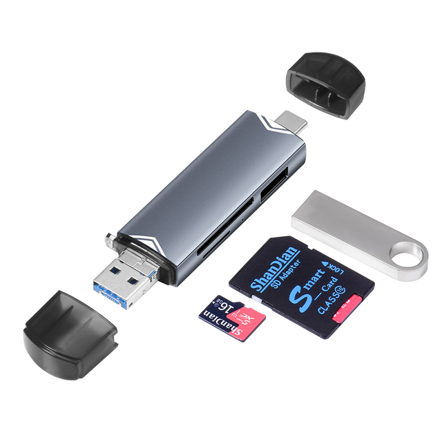 USB 3.0 6 1 Multifunction Card Reader External OTG USB Memory Card Reader Micro Interface Type C USB C Compatible SD TF