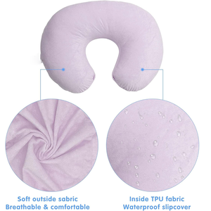 Cojín Impermeable de <span class=keywords><strong>Lactancia</strong></span> Materna, Cojín de Alimentación de Algodón Suave para Niños Pequeños, Almohada con Forma de Pecho de Felpa Rellena Rosa - Product Image 3
