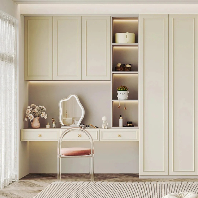 Modern Eco-Friendly Durable Wooden Wardrobe Integrated Dresser with Large Capacity Storage for Home Customized Home Furniture