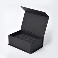 Boîte cadeau en carton rigide pliable biodégradable noire avec logo personnalisé, fermeture magnétique, haute résistance, gaufrage haut de gamme