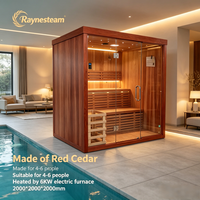 Ruang Sauna Uap Mewah Hamam untuk 2-3 Orang, Sauna Dalam Ruangan dari Kayu Hemlock dan Cedar Merah, Ruang Sauna Uap Kering
