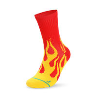 Chaussettes de sport tendance personnalisées à motif flamme, antibactériennes, respirantes, pour exercices en extérieur, en laine mérinos, avec logo sur le bas – Vente chaude