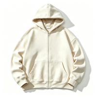 Sweat à capuche zippé en coton épais, coupe oversize, effet vieilli, avec poche kangourou, chaud et de qualité supérieure, pour la mode