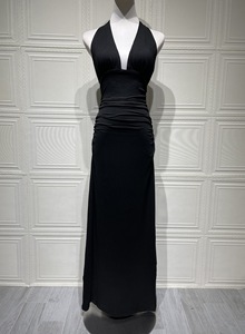 Abito <span class=keywords><strong>lungo</strong></span> da donna in <span class=keywords><strong>maglia</strong></span> a collo a V profondo senza maniche, a vita alta, aderente, sexy, senza schienale, modello avvolgente, Primavera 2026 - 3570 - Product Image 5