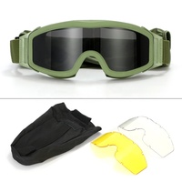 Lunettes de Motocross Tactique Lunettes 3 Lentilles Extérieur CS Lunettes Anti Impact Lunettes Ensemble