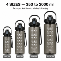 Bouteille d'eau PC grande capacité 2000ml 1500ml avec poignée et paille, gourde de sport transparente pour la gym, le sport et l'extérieur