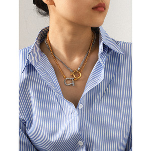 Stainless Steel <strong>Unique</strong> Hypoallergenic <strong>Silver</strong> Gold Chain <strong>Necklace</strong> Women Chic Fashion Ornament - Product Image 3