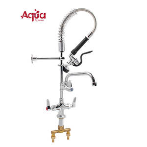 Single Hole Pre-rinse Faucet Heavy Duty Commercial Mini Kitchen Faucet Mixer with 8" Add-on Spout and Pull Down Sprayer - Product Image 1