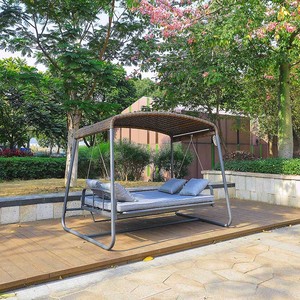 Moderno al aire libre Jardín Parque Hotel Patio Balcón Villa Patio Rattan Columpio Cama con dosel - Product Image 4