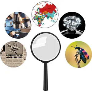 Custom printed wholesale Cheap 5x 60/70/80/90/100 mm Handheld Glass Lens Black Magnifying Glass for Reading