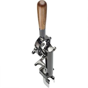 Tire-bouchon mural avec cadre chromé et base en bois, ouvre-bouteille professionnel - Product Image 4