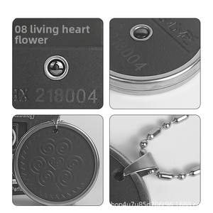 Pendentif anti-âge à ions négatifs en <span class=keywords><strong>pierre</strong></span> <span class=keywords><strong>volcanique</strong></span> et <span class=keywords><strong>pierre</strong></span> Bian, rond, imprimé rétro, avec bordure métallique - Product Image 3