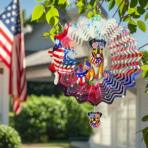 Molinetes de Viento Metálicos con Diseño de Perro Americano, Molinillo de Viento Colgante para Decoración de Exteriores, Molinillo de Viento de 12 Pulgadas para Adorno Navideño - Product Image 6
