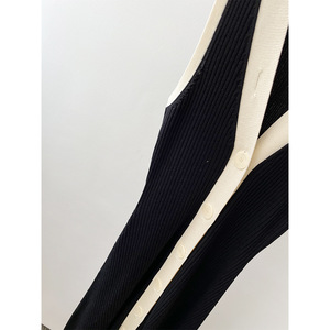 Vestido <span class=keywords><strong>Sandro</strong></span> elegante para mujer de principios de <span class=keywords><strong>primavera</strong></span>, contraste de Color blanco y negro, Sexy, sin mangas, cuello en V, botón de punto, nuevo estilo francés - Product Image 6