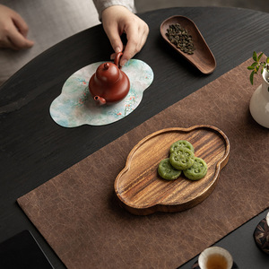 Chinese Style Walnut Wood <b>Tea</b> <b>Tray</b> Set Irregular Shape Heat Resistant For Kung Fu <b>Tea</b> Afternoon <b>Tea</b> Use - Product Image 4