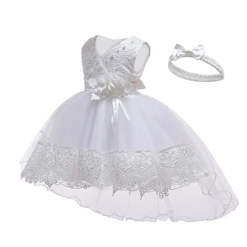 Vestido de princesa arco de miçangas brilhantes, vestido de criança bonito, vestido de renda, modelos de bebê, vestido de princesa 2023