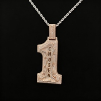 Collier Pendentif Personnalisé de Luxe en Zircon, Pendentifs Numériques Hip Hop Plaqué Or, Breloques de Mode Iced Out