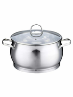 Batterie de cuisine moderne de 6 pièces en acier inoxydable avec couvercle en verre durable écologique et allant au four pour une utilisation à la maison avec une cuisinière à gaz