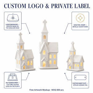 Nouvelles Idées de Produits 2023 : Bougeoirs en <span class=keywords><strong>Porcelaine</strong></span> Blanche Pure pour Bougies Chauffe-Plat, Modèles <span class=keywords><strong>Maison</strong></span>, Cheminée, Chalet, Église, pour Noël et les Fêtes - Product Image 4