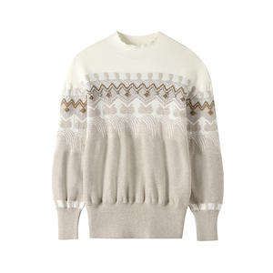 Pull en laine à manches longues pour femmes Da Lang personnalisé en usine robes midi tricotées droites et amples de style occidental à col court - Product Image 1