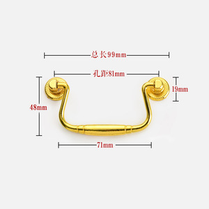 Furniture Handle Zinc Alloy Bright <b>Gold</b> Bar Shape <b>Cabinet</b> Drawer Pull 99mm Length Traditional Design Durable - Product Image 1