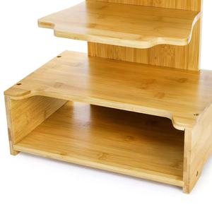 Desktop Bookshelf 3 Tier Bamboo <b>Storage</b> <b>Rack</b> Multi Purpose Organizer For Office Desk Countertop <b>Kitchen</b> Living Room - Product Image 3