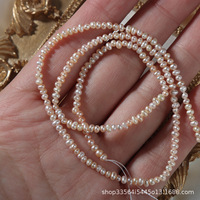 Perles d'eau douce naturelles blanches rondes de 3-3,5 mm en gros, perles en vrac à trou pour bijoux DIY, perles d'eau douce roses fraîches en vrac