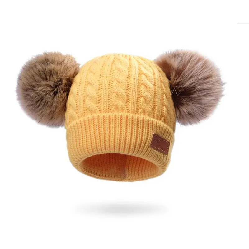 Hot Bán Mùa Đông Có Thể Tháo Rời Lông Pom Beanie Thời Trang Raccoon Baby Fur Bobble Knit Hat
