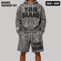 Ensemble de survêtement vintage teint sur mesure pour homme, en mélange de coton épais, avec sweat à capuche zippé oversize et short, style streetwear, OEM ODM