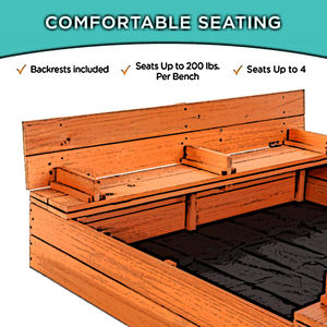 XIUNAN XTT-007 <span class=keywords><strong>bac</strong></span> à <span class=keywords><strong>sable</strong></span> en bois avec deux sièges de banc pour enfants, plage de jeu en plein air - Product Image 3