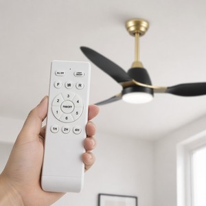 Ventilateur de plafond LED ABS avec télécommande pour salon et chambre, 42 pouces, 52 pouces, 3 pales, ventilateur de plafond ABS avec lumière - Product Image 2