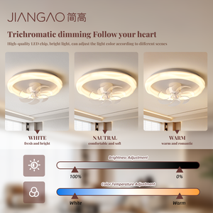 JianGao de Alta Calidad, 55*19cm, LED 360 °   Ventilador de Techo Decorativo Inteligente de 7 Aspas para Comedor, con Luces y Control Remoto, Moderno - Product Image 3