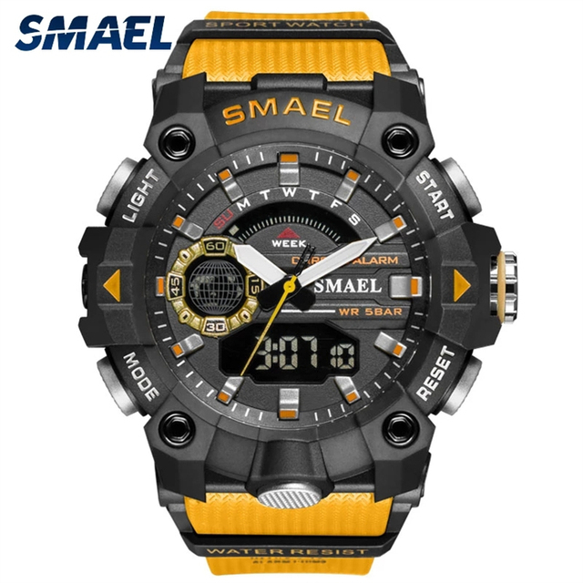 Reloj SMAEL 8040 Fashion Men Sport Watches Shock Resistant 50M Waterproof Wristwatch Alarm Stopwatch Clock  Watches Men