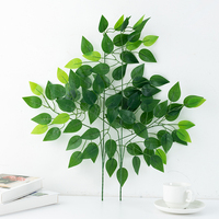 Feuille de banian artificielle unique pour la simulation de branches mortes décoratives, vente en gros pour la maison, les centres commerciaux et les hôtels