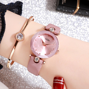 Nouvelle montre pour femme avec sertissage de diamants et bracelet en cuir étanche - Product Image 2