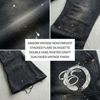 Pantalon de jogging évasé vintage streetwear personnalisé, épais 400 g/m², effet vieilli, sportif, ample, imprimé craquelé, délavé soleil, pour homme