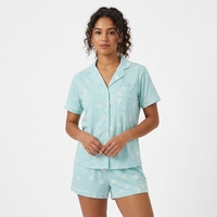 Pyjama décontracté d'été pour femme, col en V, manches courtes, en coton bambou et élasthanne, imprimé sur mesure, respirant, tricoté, doux et lavé, ODM