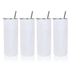 Mỹ Kho Đôi Tường Thăng Hoa Trống Thép Không Gỉ 20Oz Skinny Tumbler Cup Chai Nước Có Nắp Đậy Và Ống Hút - Product Image 1