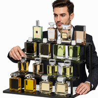 Présentoir à parfums personnalisé moderne à 4 niveaux en acrylique transparent, avec revêtement poudré lavable, étagères en plastique, organisateur de comptoir facile à utiliser