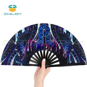 Ventiladores Rave de mano plegables con respuesta UV de luz negra personalizada grande ventiladores Clack de neón pintados - Product Image 2